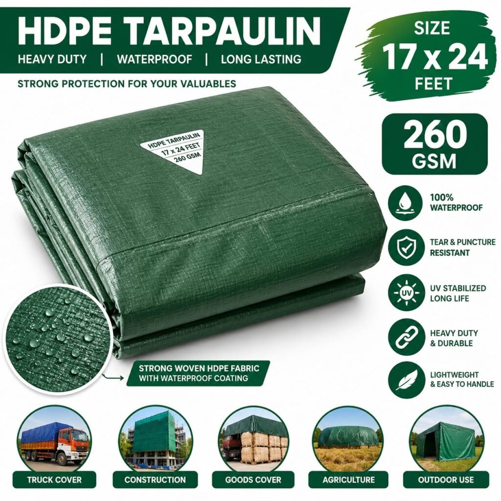 HDPE Tarpaulin 260 GSM 17×24 Feet | Waterproof Heavy Duty Truck Tirpal