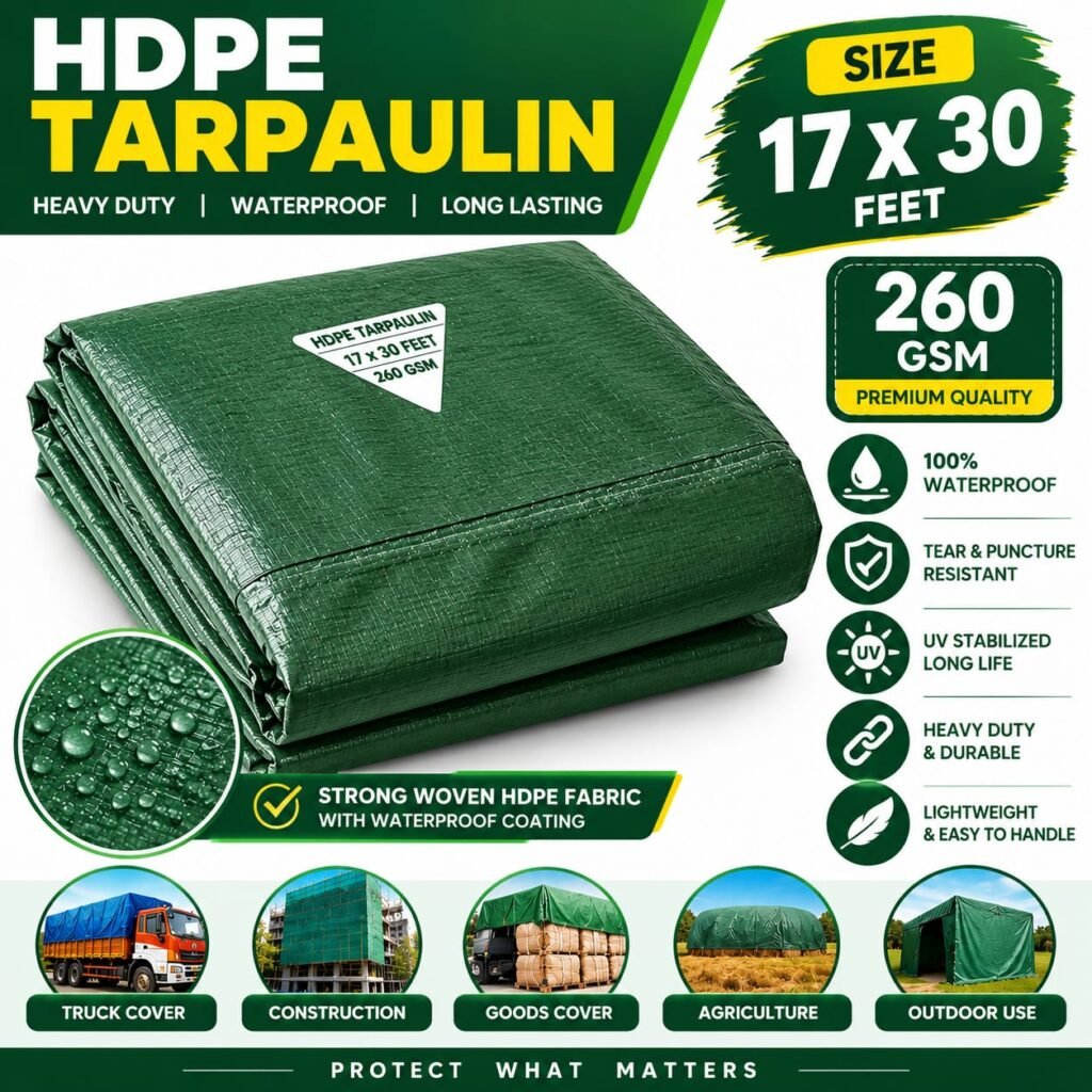 HDPE Tarpaulin 260 GSM 17×30 Feet | Waterproof Heavy Duty Truck Tirpal
