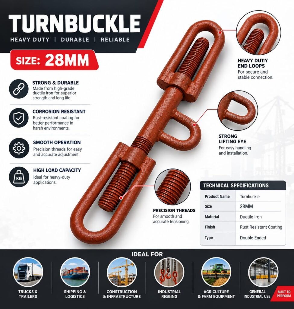 Turnbuckle 28MM | Heavy Duty Cargo Lashing & Load Securing Hardware