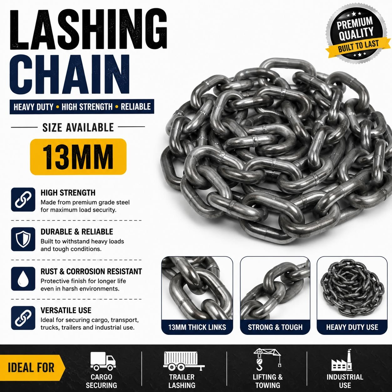 Heavy Duty Lashing Chain 13MM | Cargo Securing Chain